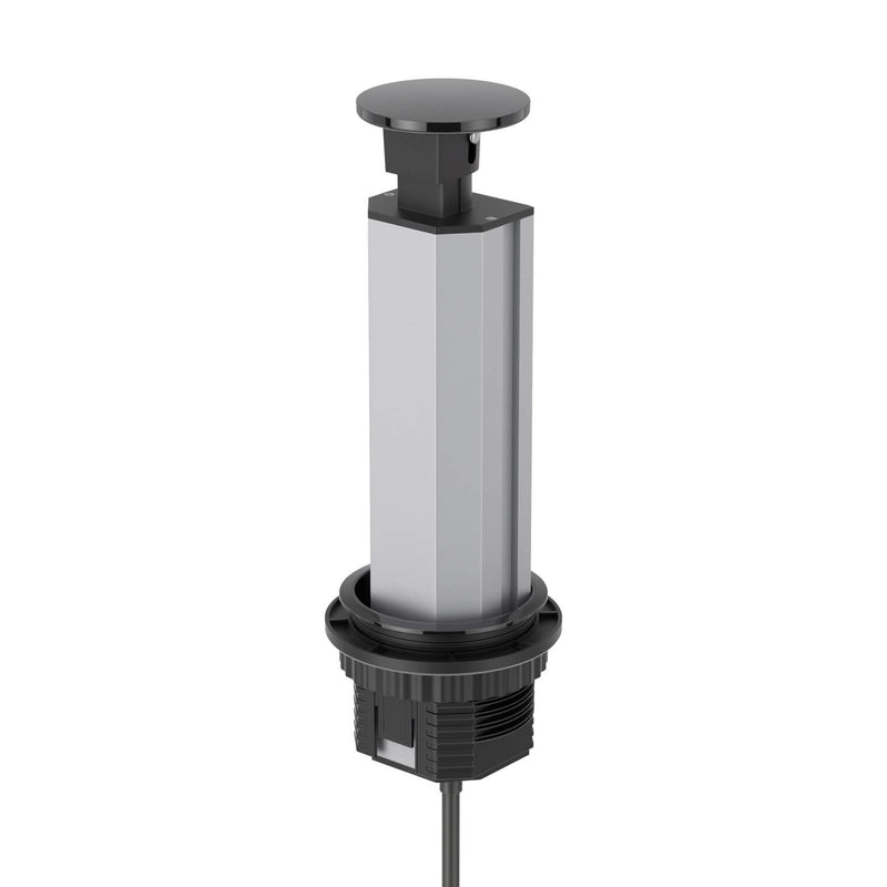 Brushed Stainless Steel, Black Face, Pop Up Power Outlet