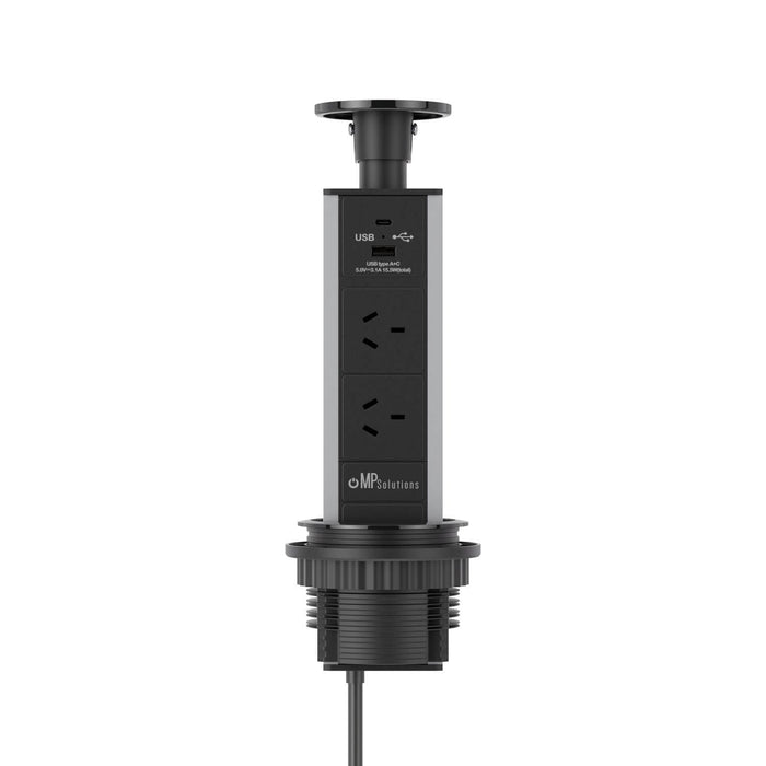 Brushed Stainless Steel, Black Face, Pop Up Power Outlet