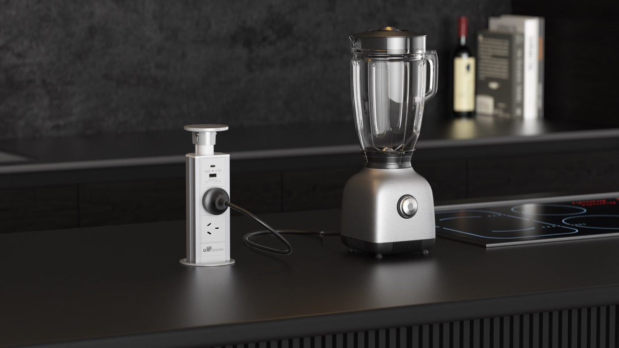 Glossy Silver Top, Pop Up Power Outlet
