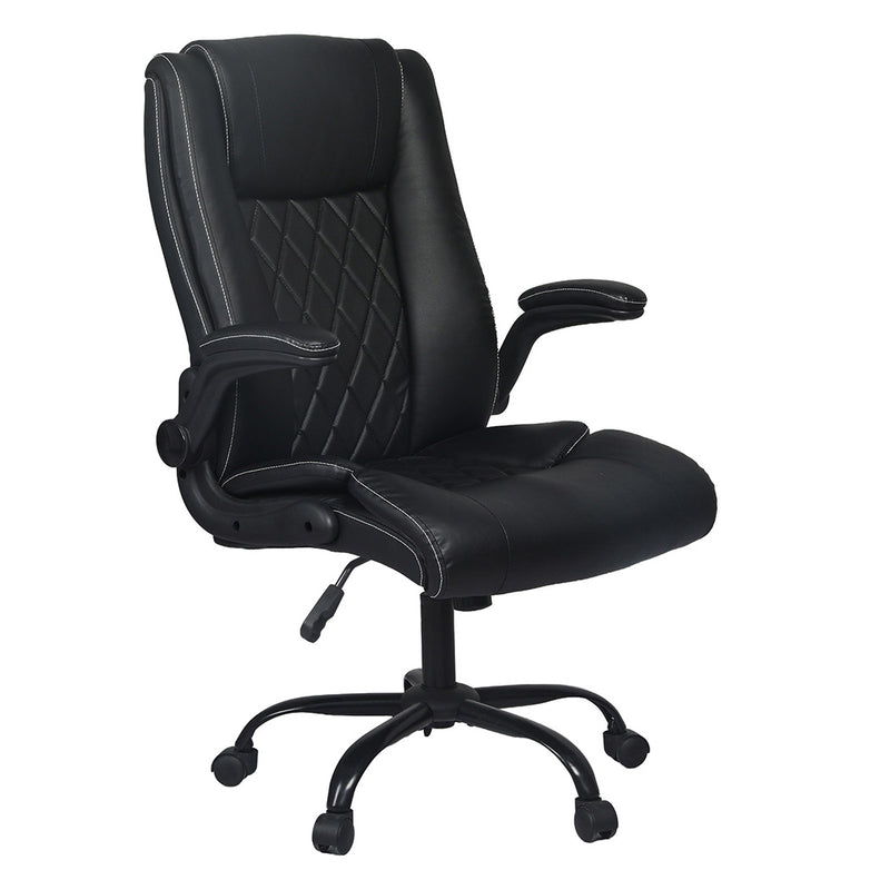 Levede Executive Office Chair Footrest PU Leather Tilt Gaming Work Seat Black