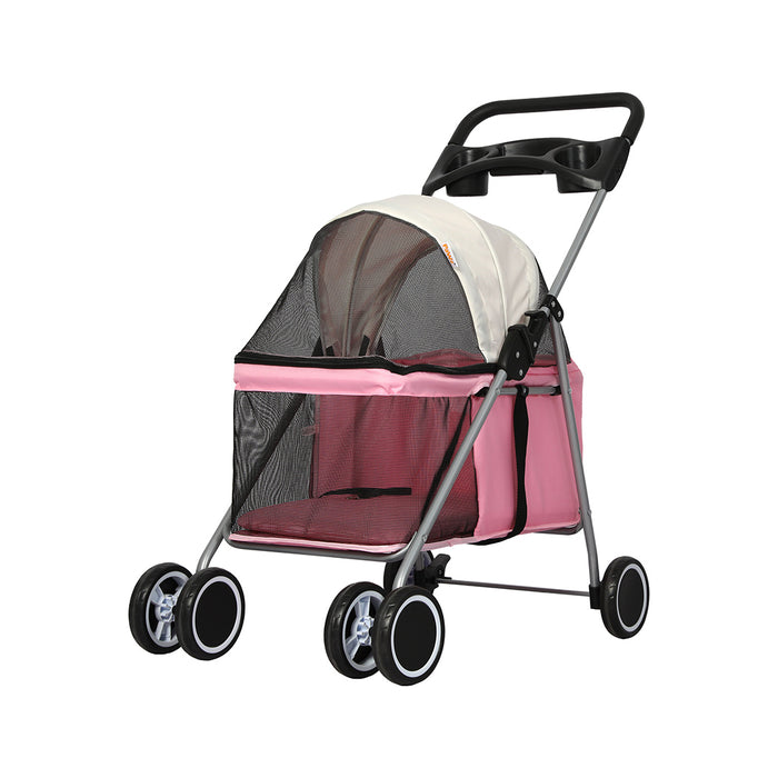PaWz Pet Stroller Dog Cat Carrier Foldable Pink-2052531697425190912