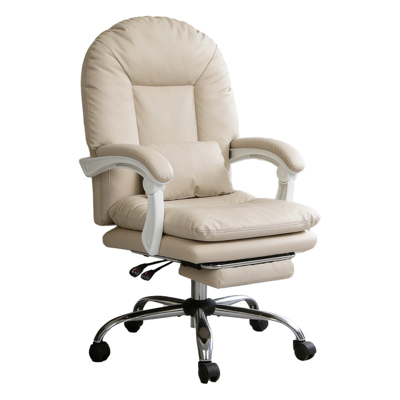 Levede Executive Office Chair Footrest PU Leather Tilt Gaming Work Seat Beige