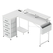 Levede L Shaped Gaming Desk with Storage Drawers White