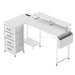 Levede L Shaped Gaming Desk with Storage Drawers White-2052531818946760704