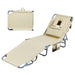 Levede Foldable Beach Lounge Chairs with Face Hole Khaki-2052531491556167680