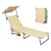 Levede Foldable Lounge Chairs with Canopy Khaki-2052531491203846144