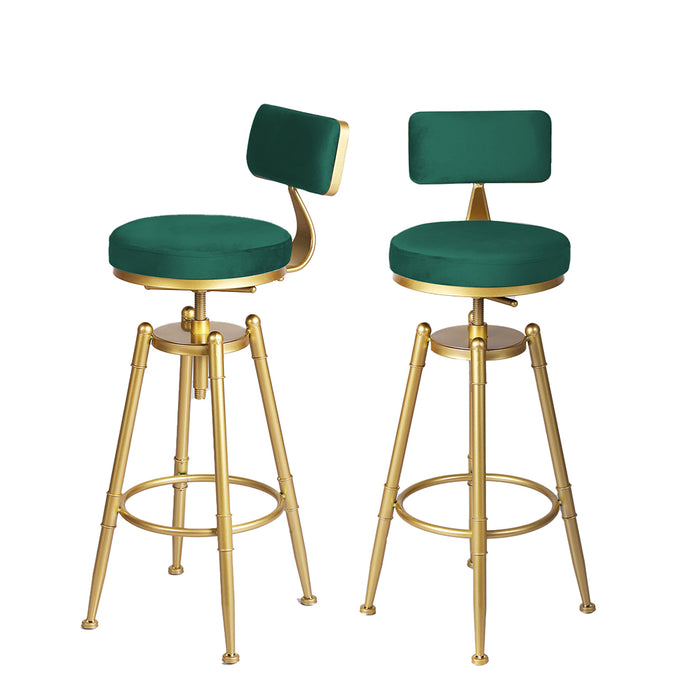 Levede 1x Bar Stools Velvet Kitchen Green-2052531295598284800