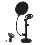 Levede Desktop Microphone Stand Adjustable Pop Filter Shock Mount Base Kit Black