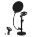 Levede Desktop Microphone Stand Adjustable Pop Filter Shock Mount Base Kit Black