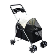 PaWz Large Pet Stroller Dog Cat Carrier Black