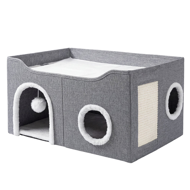 Pawz Foldable Cat House Cave Bed Hideaway Interactive Nest Scratching Board
