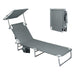 Levede Foldable Lounge Chairs with Canopy Grey-2052531490998325248