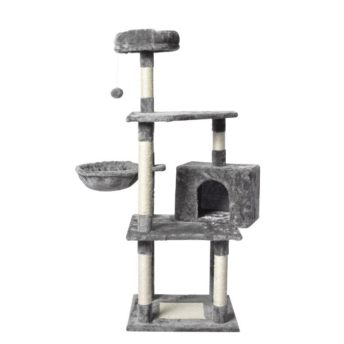 PaWz Cat Tree Toy Scratching Post Scratcher Tower Condo Wooden House Cream 130cm Gray