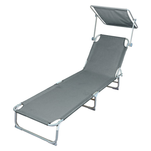 Levede Foldable Lounge Chairs with Canopy Grey-2052531490998325249