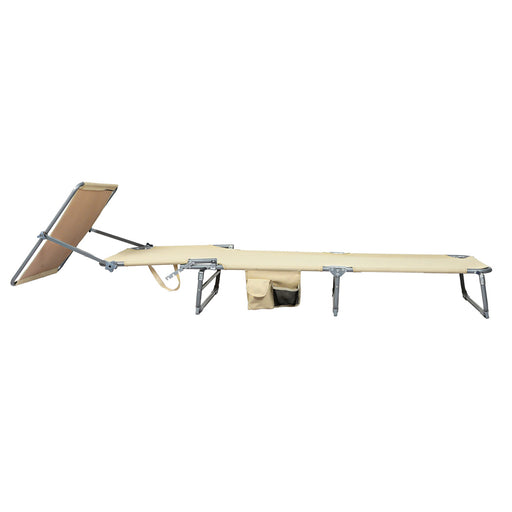 Levede Foldable Lounge Chairs with Canopy Khaki-2052531491203846145