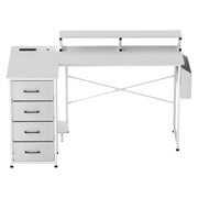 Levede L Shaped Gaming Desk with Storage Drawers White