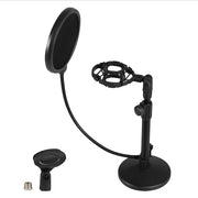 Levede Desktop Microphone Stand Adjustable Pop Filter Shock Mount Base Kit Black