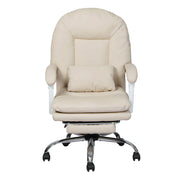 Levede Executive Office Chair Footrest PU Leather Tilt Gaming Work Seat Beige