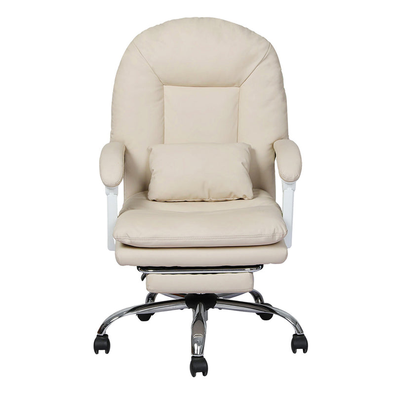 Levede Executive Office Chair Footrest PU Leather Tilt Gaming Work Seat Beige