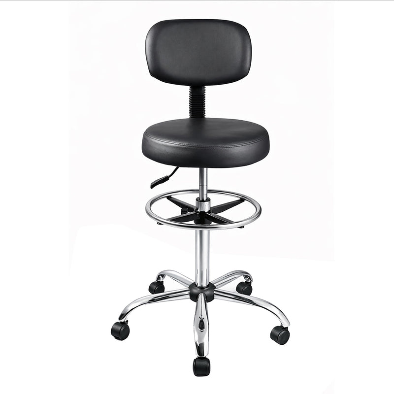Levede Swivel Office Chair Ergonomic Stool Height Adjustable Footrest Backrest