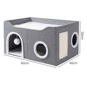 Pawz Foldable Cat House Cave Bed Hideaway Interactive Nest Scratching Board