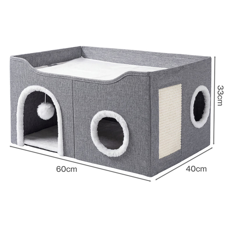 Pawz Foldable Cat House Cave Bed Hideaway Interactive Nest Scratching Board