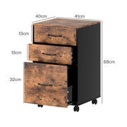 Levede 3-Drawer File Cabinet Mobile Filing Storage Cabinet Organiser Home Office