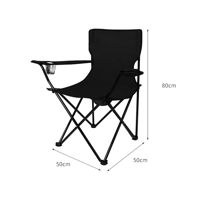 Levede Camping Chairs Folding Arm Foldable Black-2052531623118901250