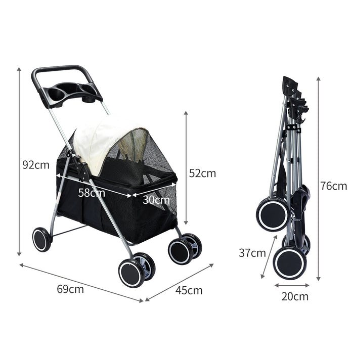 PaWz Large Pet Stroller Dog Cat Carrier Black-2052531697215475714