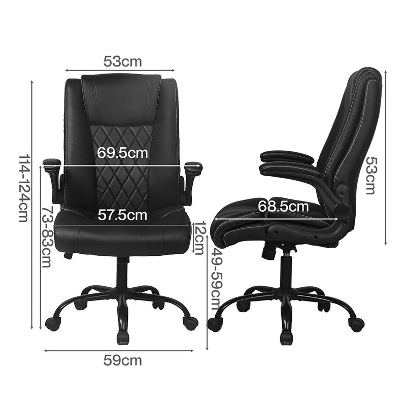 Levede Executive Office Chair Footrest PU Leather Tilt Gaming Work Seat Black