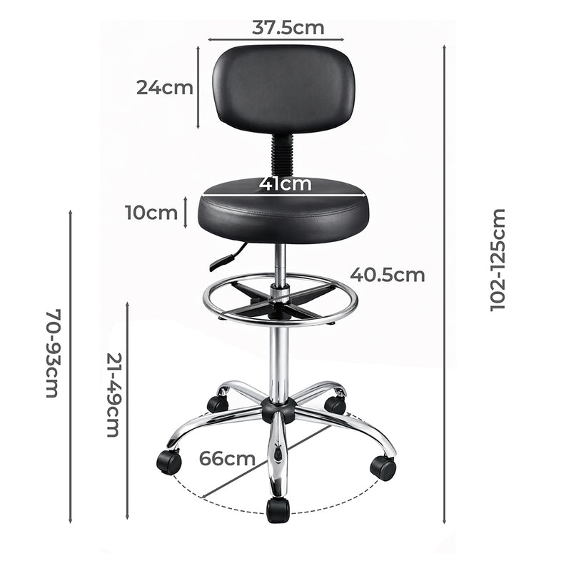 Levede Swivel Office Chair Ergonomic Stool Height Adjustable Footrest Backrest