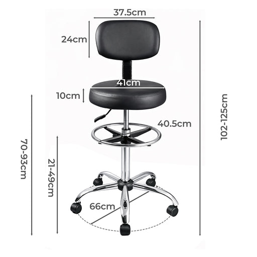 Levede Swivel Office Chair Ergonomic Stool Height Adjustable Footrest Backrest