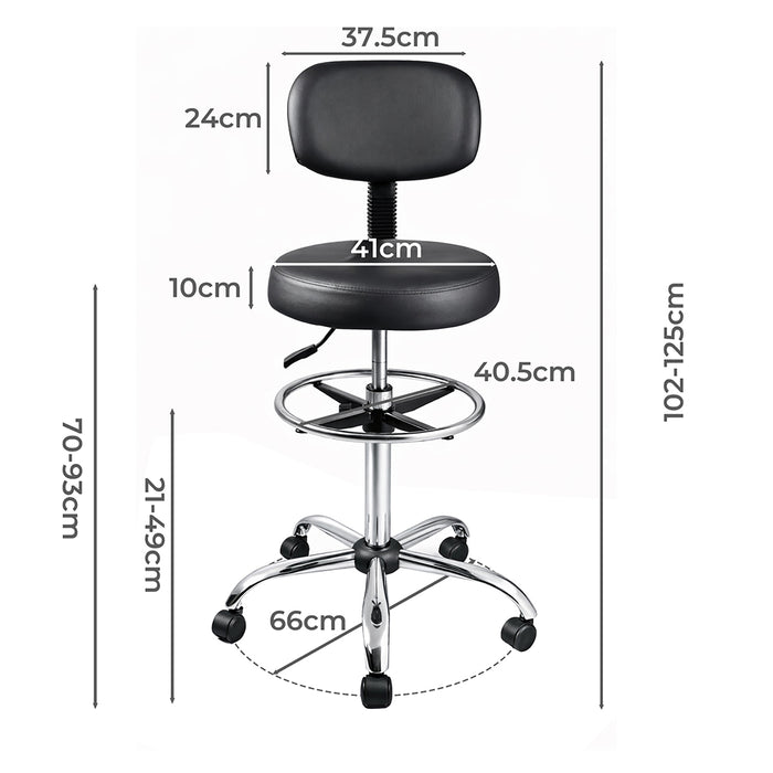 Levede Swivel Office Chair Ergonomic Stool Height Adjustable Footrest Backrest-2052531422392094722