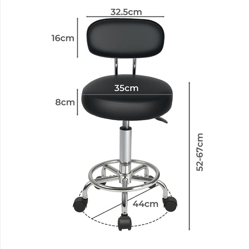 Levede Swivel Office Chair Round Rolling Stools PU Leather Height Adjustable-2052531422039773186