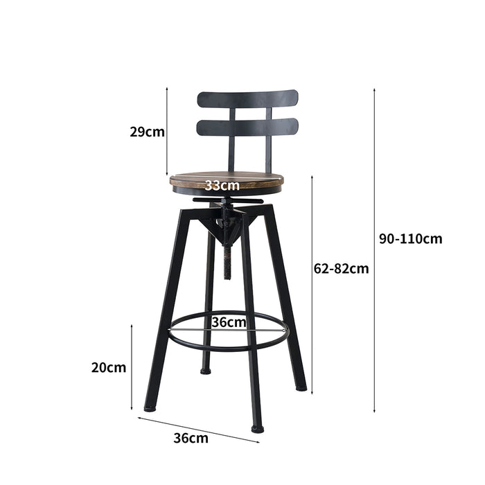 Levede 1x Bar Stool Industrial Adjustable-2052531750155980802