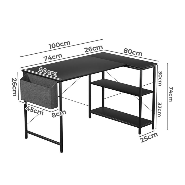 Levede L Shaped Computer Desk Corner Desk Black-2052531472069431298