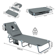 Levede Foldable Beach Lounge Chairs with Face Hole Grey