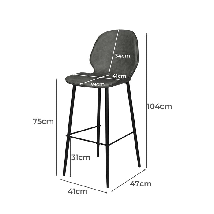 Levede 2x Bar Stool Barstools Counter Grey-2052531354884771842