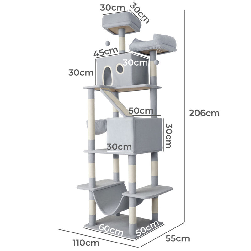 Pawz Cat Tree Scratching Post Scratcher 206cm Climbing