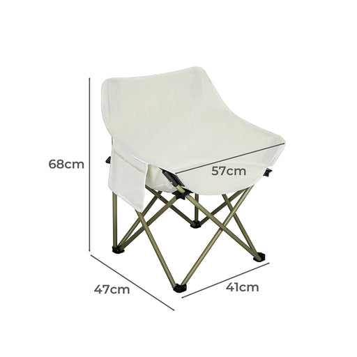 Levede Folding Camping Moon Chair Lightweight Beige-2052531628068179970