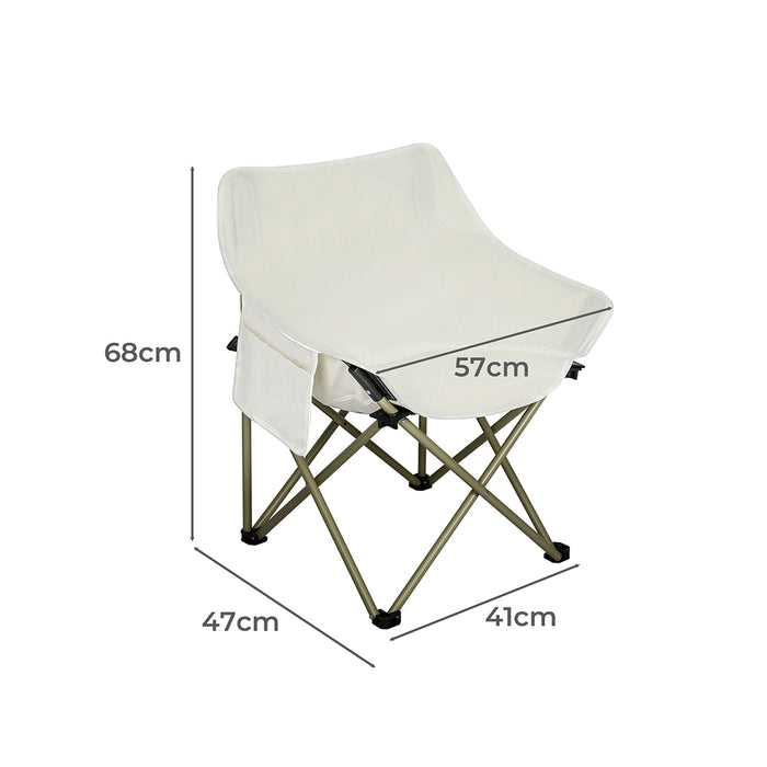 Levede Folding Camping Moon Chair Lightweight Beige-2052531628068179970