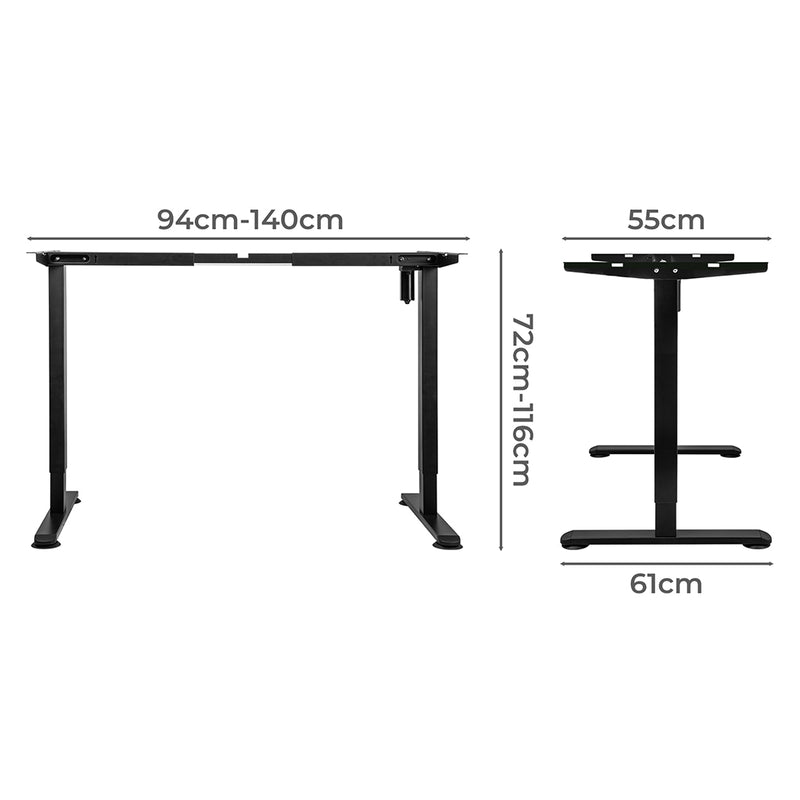 Levede Motorised Standing Desk Frame Black Single Motor