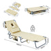 Levede Foldable Beach Lounge Chairs with Face Hole Khaki-2052531491556167682