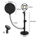 Levede Desktop Microphone Stand Adjustable Pop Filter Shock Mount Base Kit Black