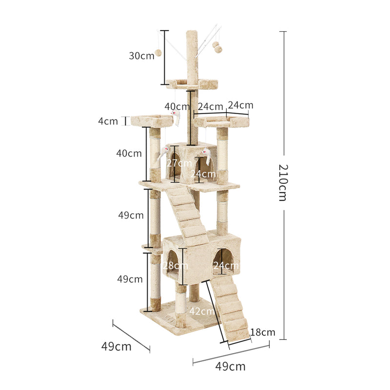 PaWz Cat Tree Scratching Post Scratcher Beige