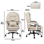 Levede Executive Office Chair Footrest PU Leather Tilt Gaming Work Seat Beige
