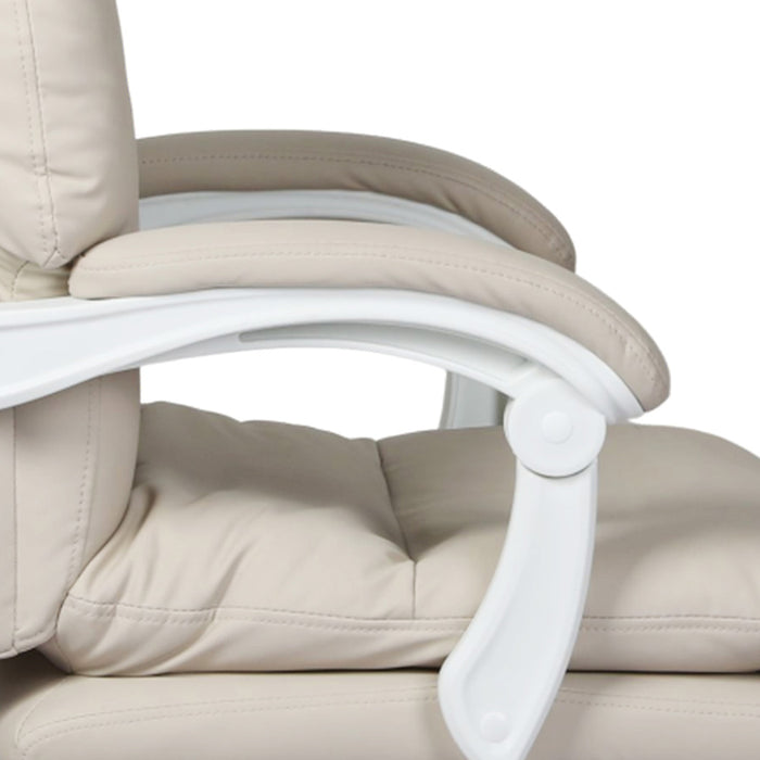 Levede Executive Office Chair Footrest PU Leather Tilt Gaming Work Seat Beige-2052531445712424963
