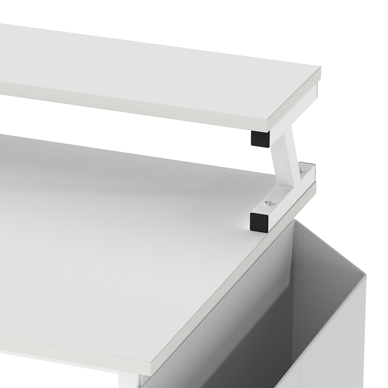 Levede L Shaped Gaming Desk with Storage Drawers White