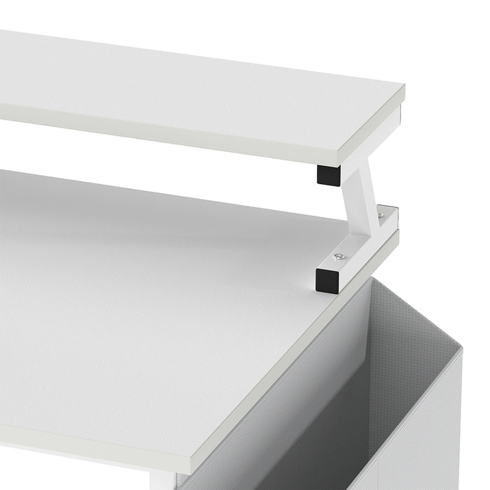 Levede L Shaped Gaming Desk with Storage Drawers White-2052531818946760708