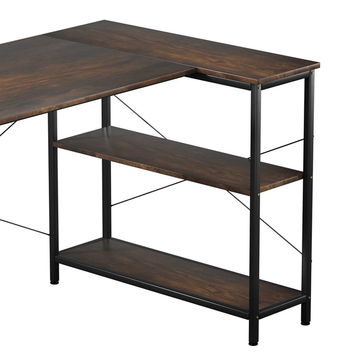 Levede L Shaped Computer Desk Corner Desk Brown-2052531472241397764